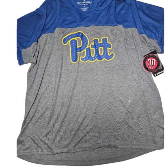 Pittsburgh Panthers Shirt Womens Large Blue Gray NCAA College Rhinestone Tee - Picture 4 of 8